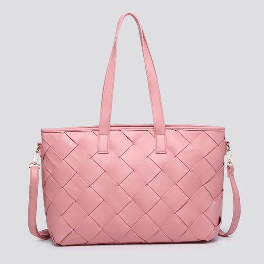 Katie - Woven Tote Bag - Pink