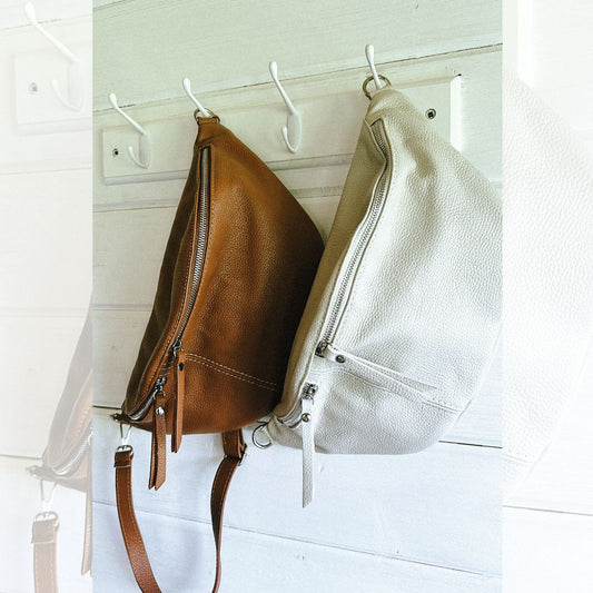 Ella Large Leather Sling Bag | Cream