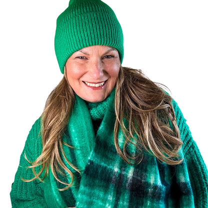 Green Checked Heavyweight Scarf