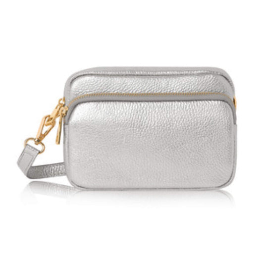Maggie - Front Pocket Crossbody Bag - Silver