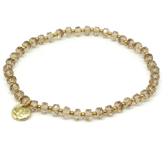Prunus Champagne & Gold Crystal Stretch Bracelet