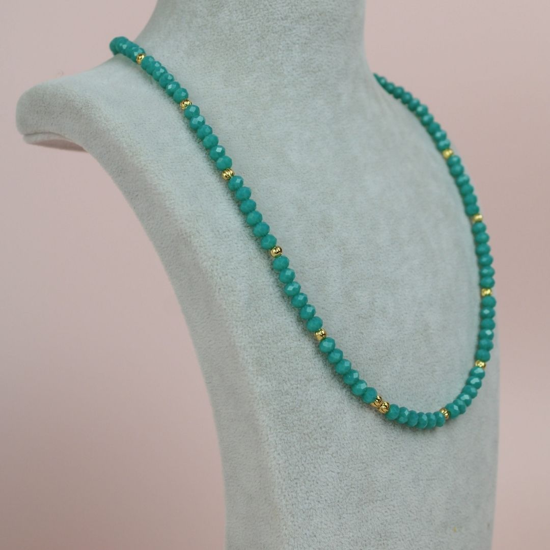 Teal Facet Bead Necklace