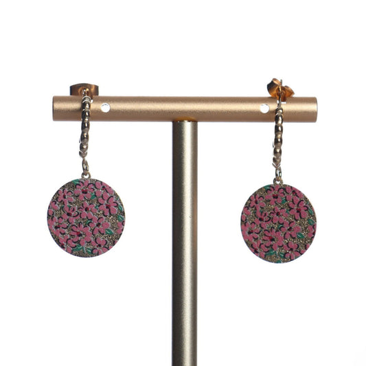 Floral Print Pink Earrings