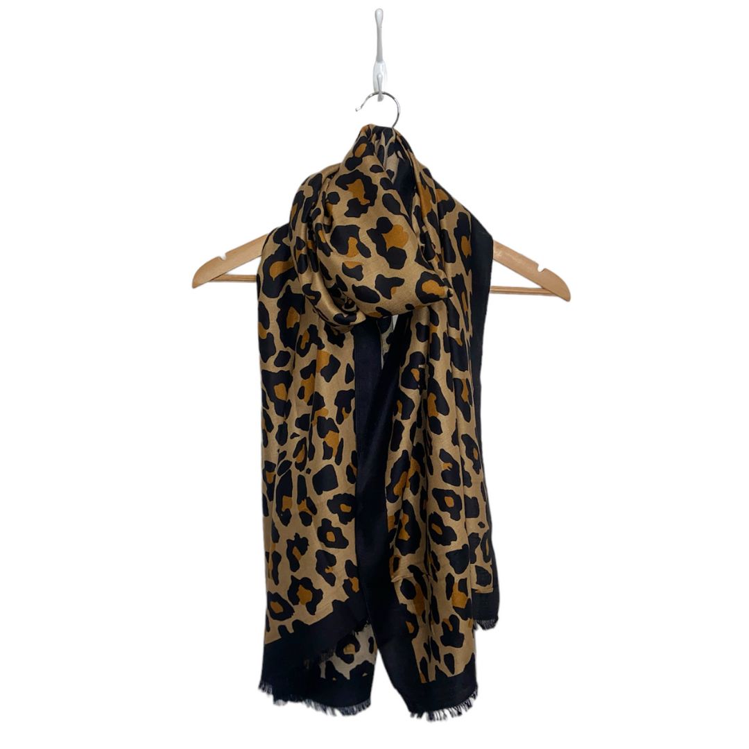 Classic Leopard Print Scarf with Black Border