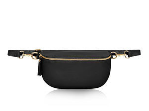 Lulu Plus Larger Leather Bum Bag |Black