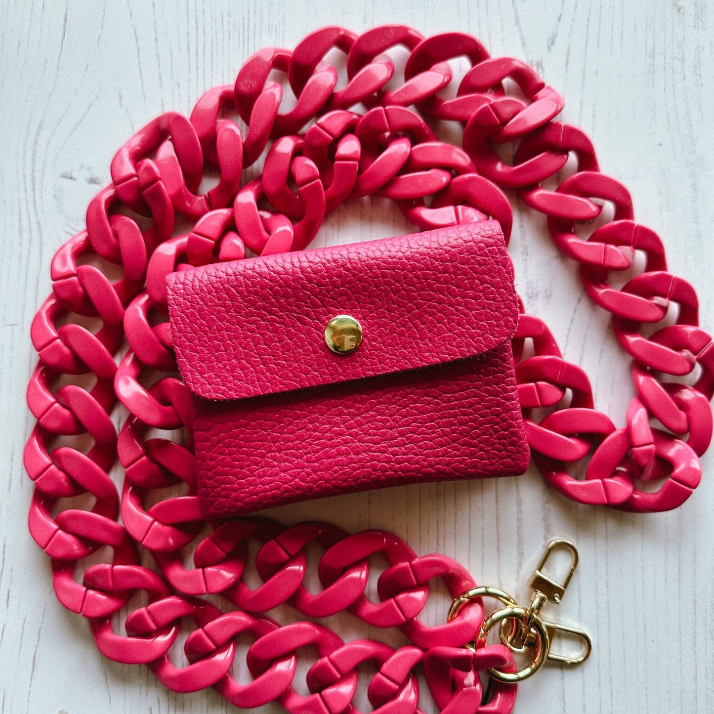 Fuchsia Pink Link Bag Strap